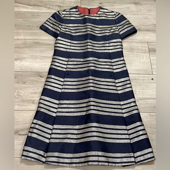 Vintage Abe Schrader Gold Stripe Dress Size 10 - Picture 1 of 2